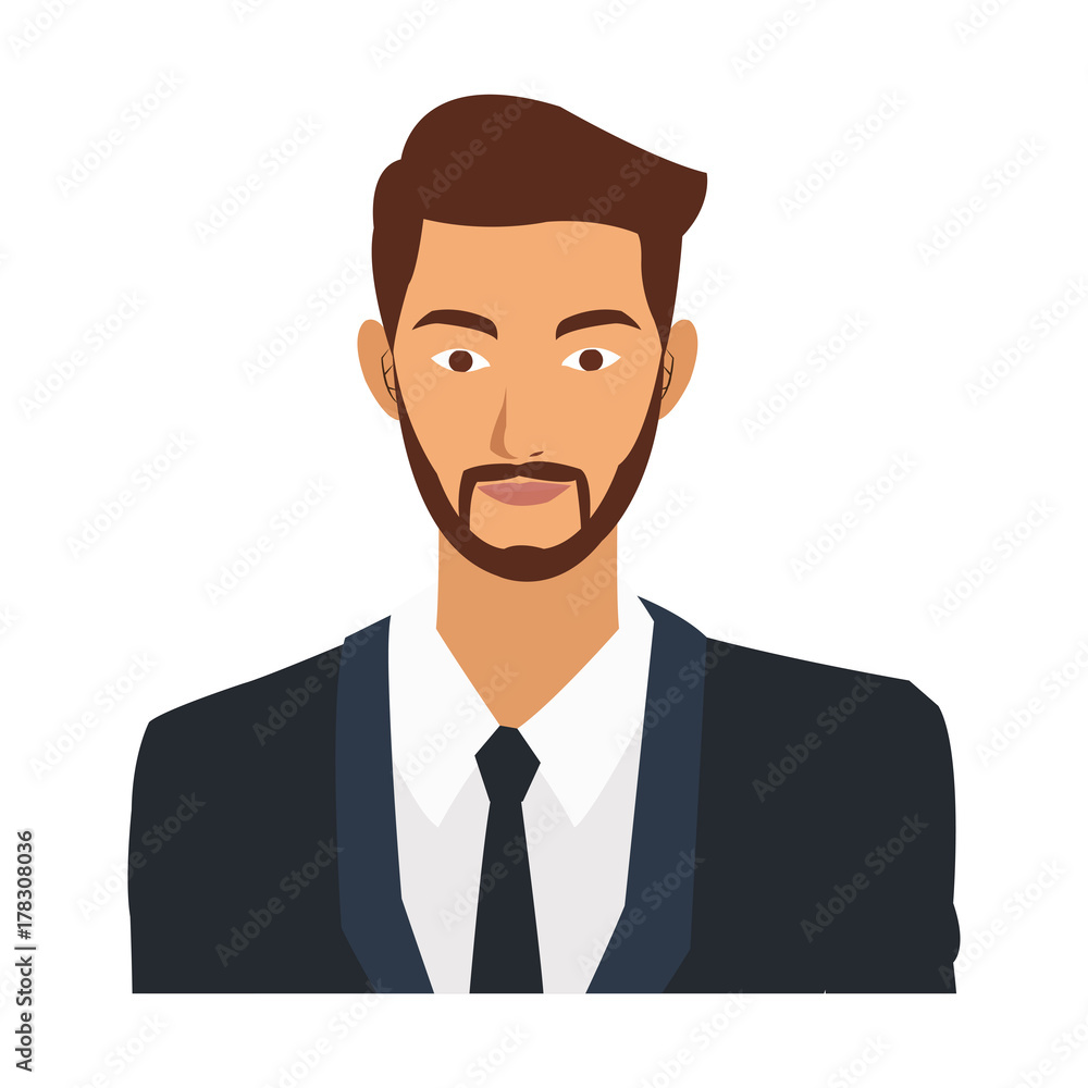 businessman with beard handsome portrait icon image vector illustration design 