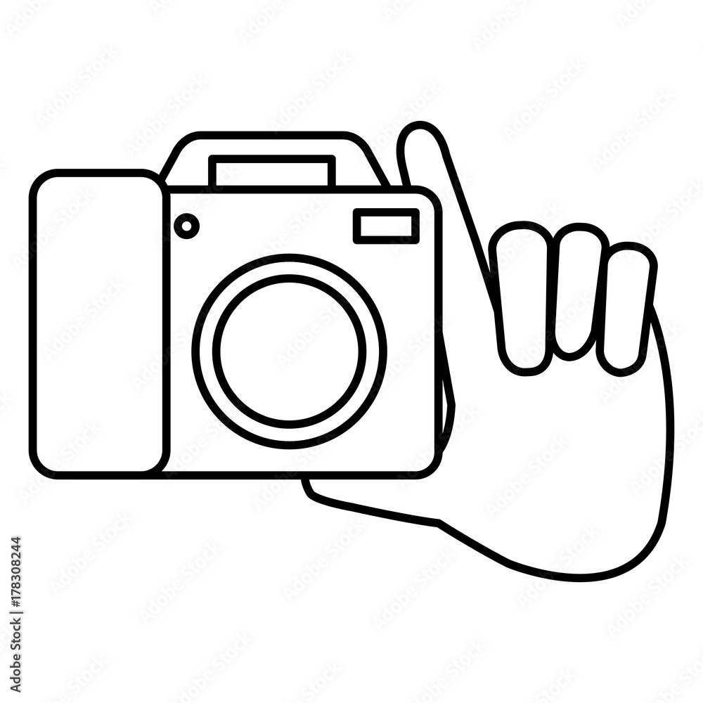 hand with camera photographic