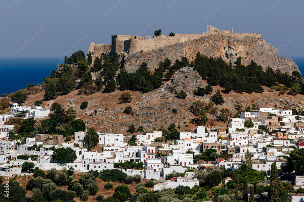 Lindos town and acropolis, Rhodes, Greece Lindos town and acropolis, Rhodes, Greece