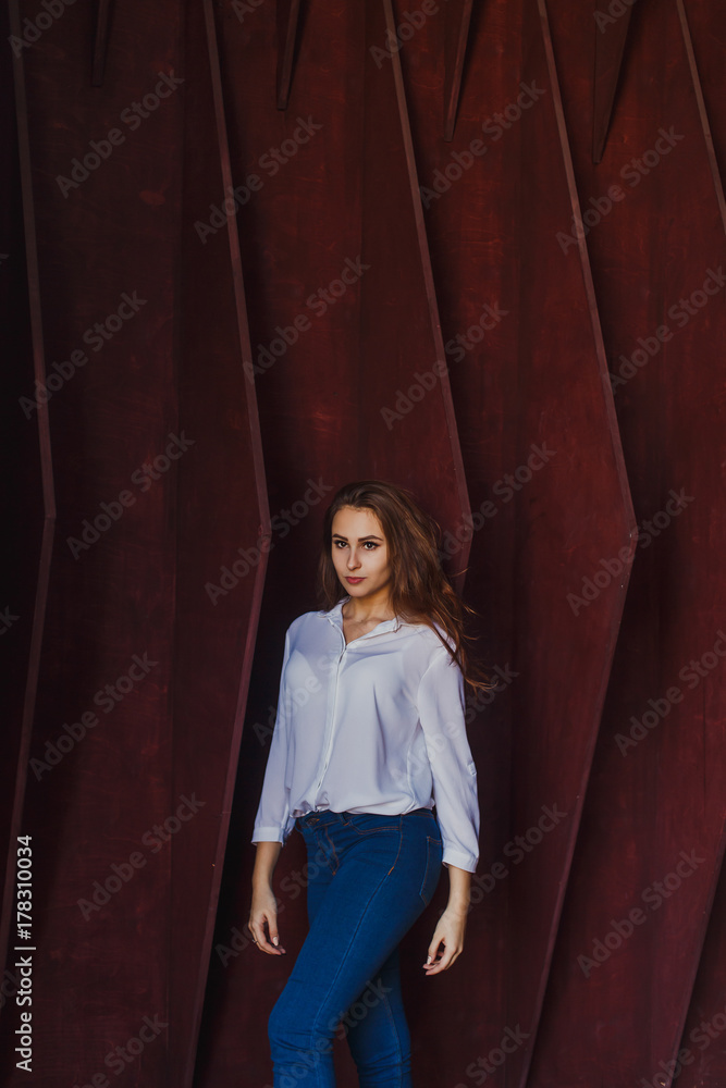 girl in jeans and shirt girl in jeans and shirt