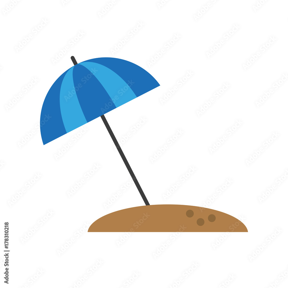 umbrella or parasol on beach sand striped icon image vector illustration design 