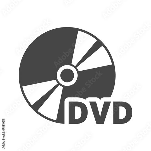 Black dvd icon isolated on white 