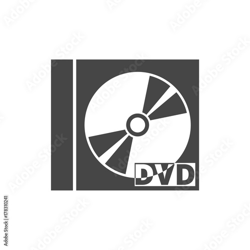 Black dvd icon isolated on white 