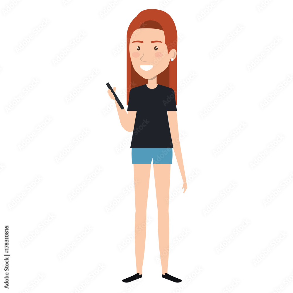 woman chatting with smartphone
