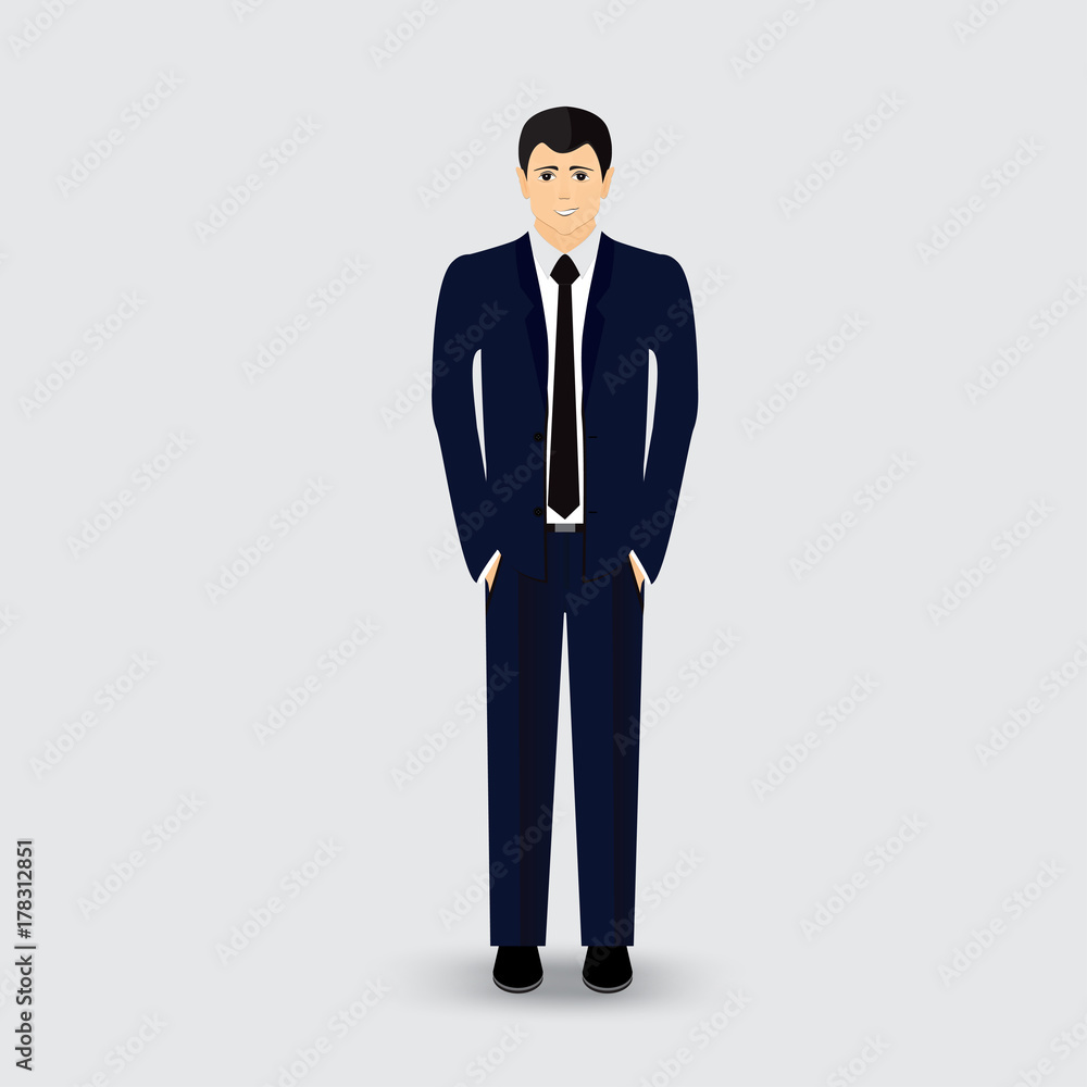 Businessman on a gray background.