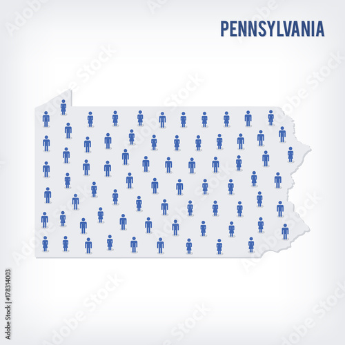 Vector people map of of State of Pennsylvania. The concept of population.