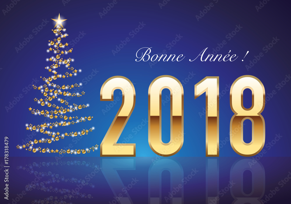 2018 - carte de vœux - vœux - bonne année - sapin - guirlande - élégante - classique 2018 - carte de vœux - vœux - bonne année - sapin - guirlande - élégante - classique