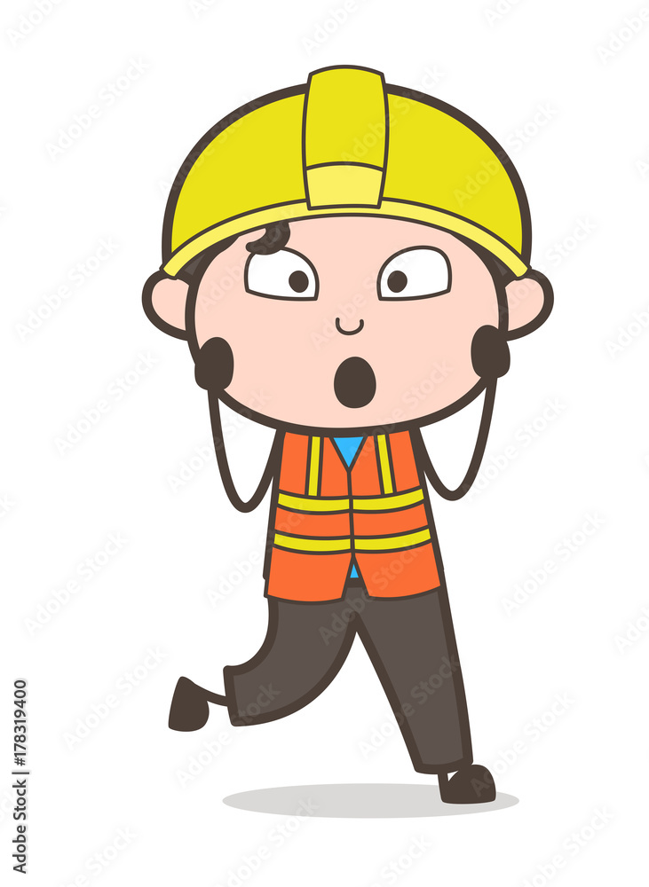 Anguished Face - Cute Cartoon Male Engineer Illustration