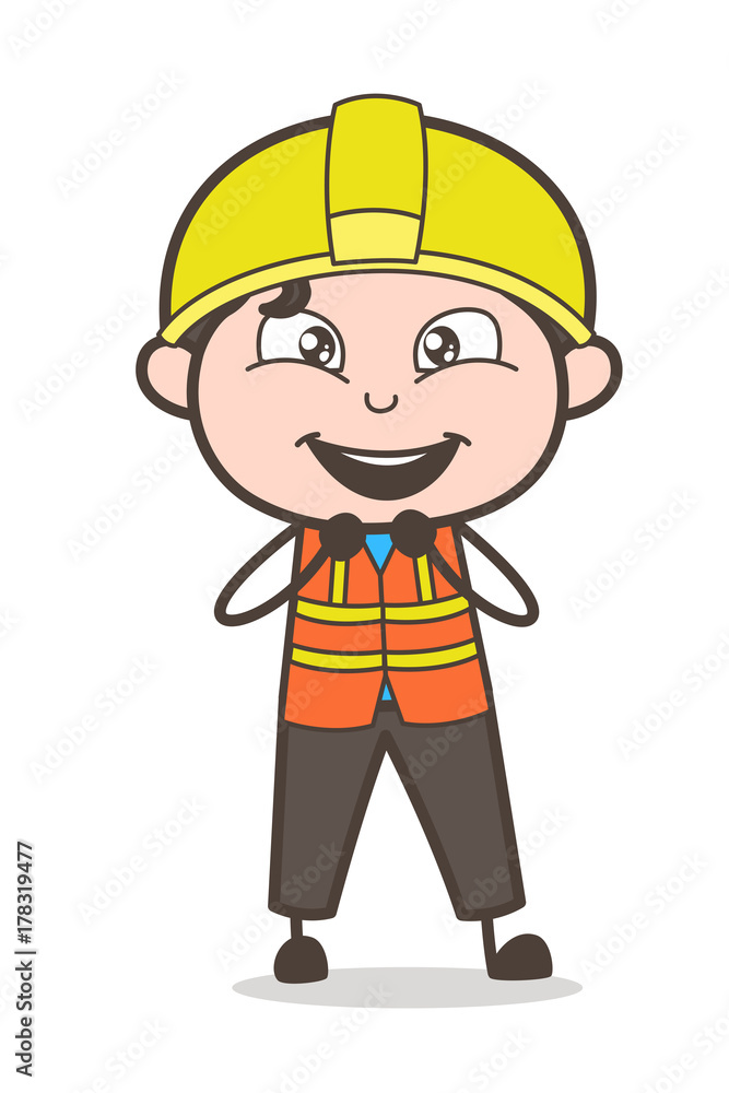 Very Happy Face - Cute Cartoon Male Engineer Illustration Very Happy Face - Cute Cartoon Male Engineer Illustration