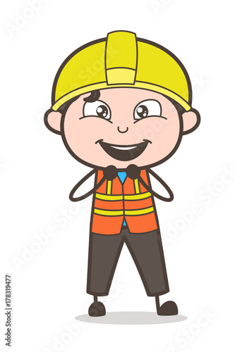 Very Happy Face - Cute Cartoon Male Engineer Illustration