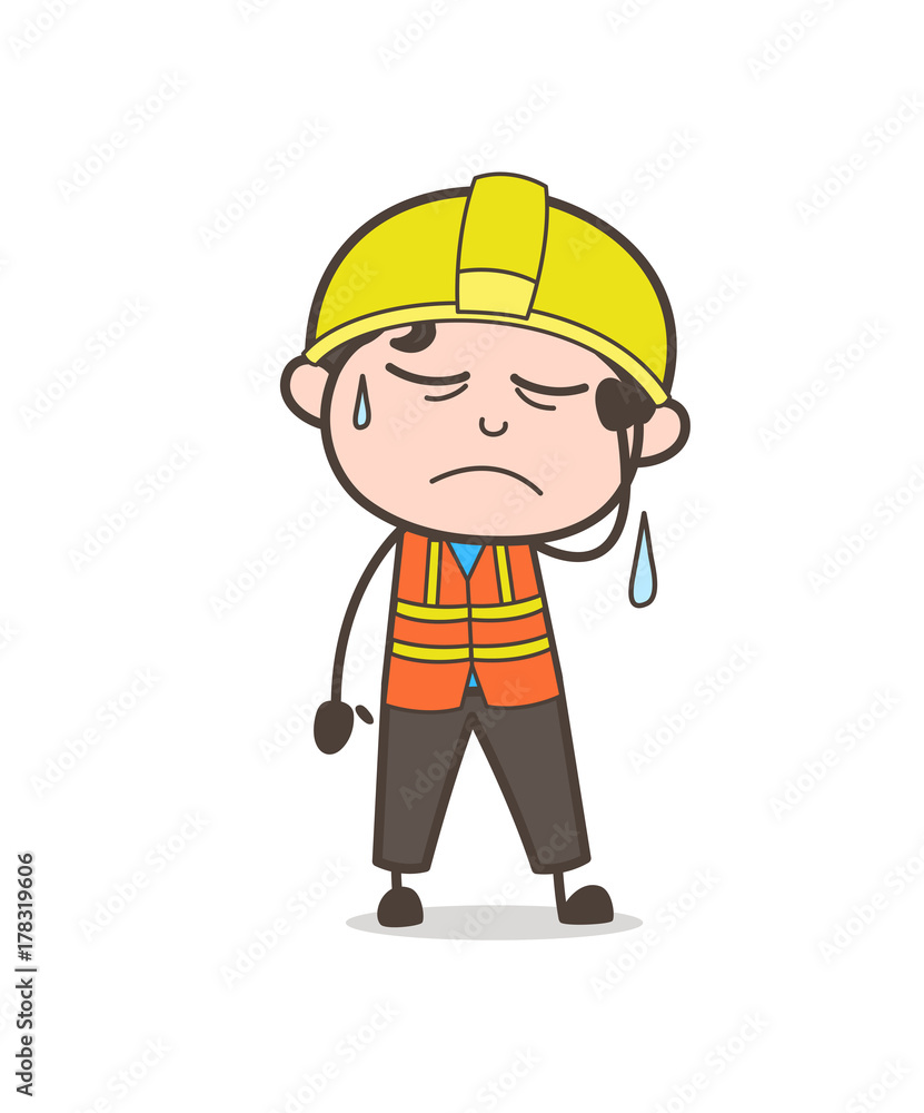 Disappointed Crying Face - Cute Cartoon Male Engineer Illustration Disappointed Crying Face - Cute Cartoon Male Engineer Illustration