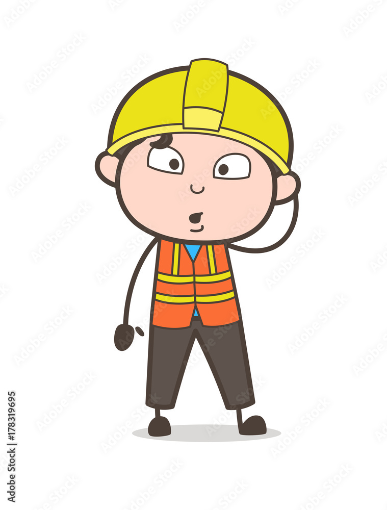 Astonished Face - Cute Cartoon Male Engineer Illustration Astonished Face - Cute Cartoon Male Engineer Illustration