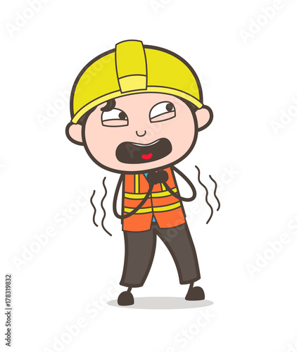Screaming Face - Cute Cartoon Male Engineer Illustration