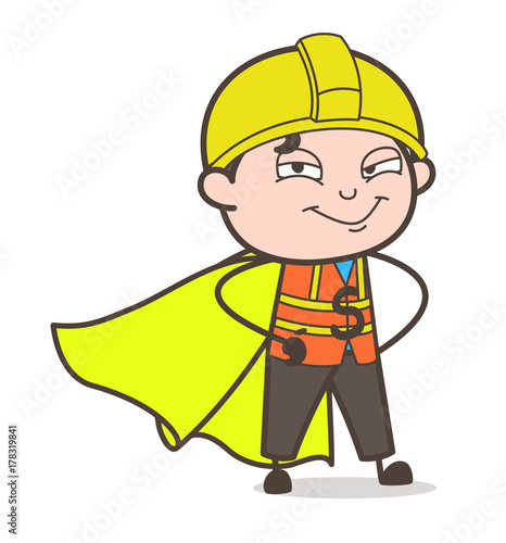 Super Engineer Smiling Face - Cute Cartoon Male Engineer Illustration