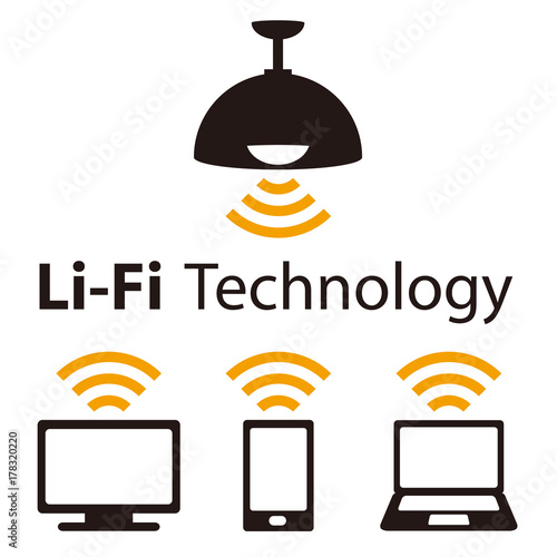 Li-Fi (Light Fidelity, wireless communication technology by LED) icon.
