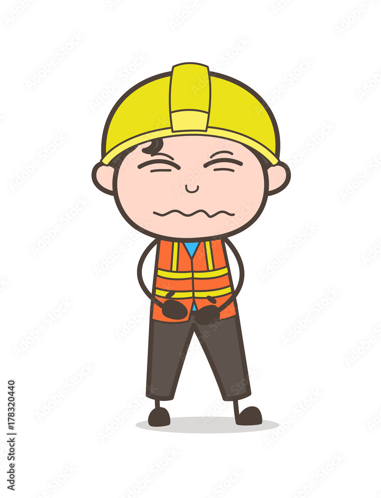 Confounded Face - Cute Cartoon Male Engineer Illustration Confounded Face - Cute Cartoon Male Engineer Illustration