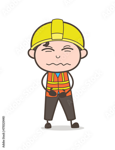 Confounded Face - Cute Cartoon Male Engineer Illustration