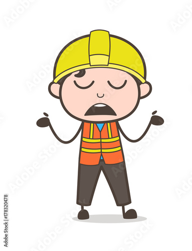 Careless Face Expression - Cute Cartoon Male Engineer Illustration