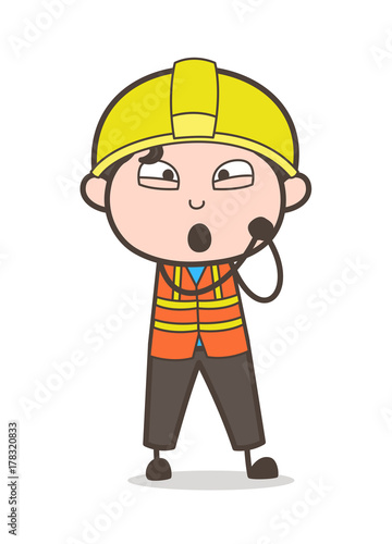 Feeling Lovely Face Expression - Cute Cartoon Male Engineer Illustration