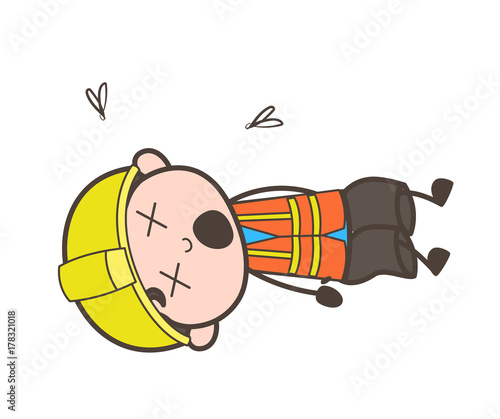 Worker Dead Body - Cute Cartoon Male Engineer Illustration