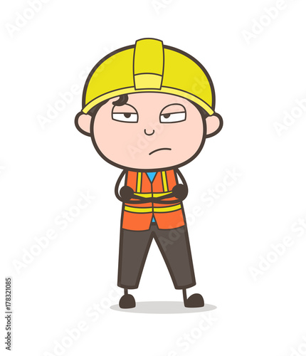 Disappointed Face Expression - Cute Cartoon Male Engineer Illustration