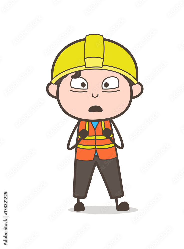 Shocked Face - Cute Cartoon Male Engineer Illustration Shocked Face - Cute Cartoon Male Engineer Illustration
