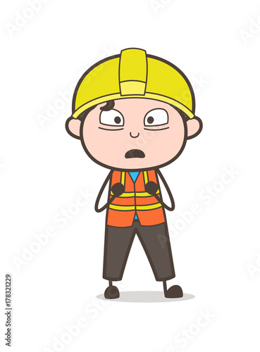 Shocked Face - Cute Cartoon Male Engineer Illustration