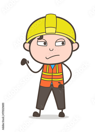 Unamused Face Expression - Cute Cartoon Male Engineer Illustration