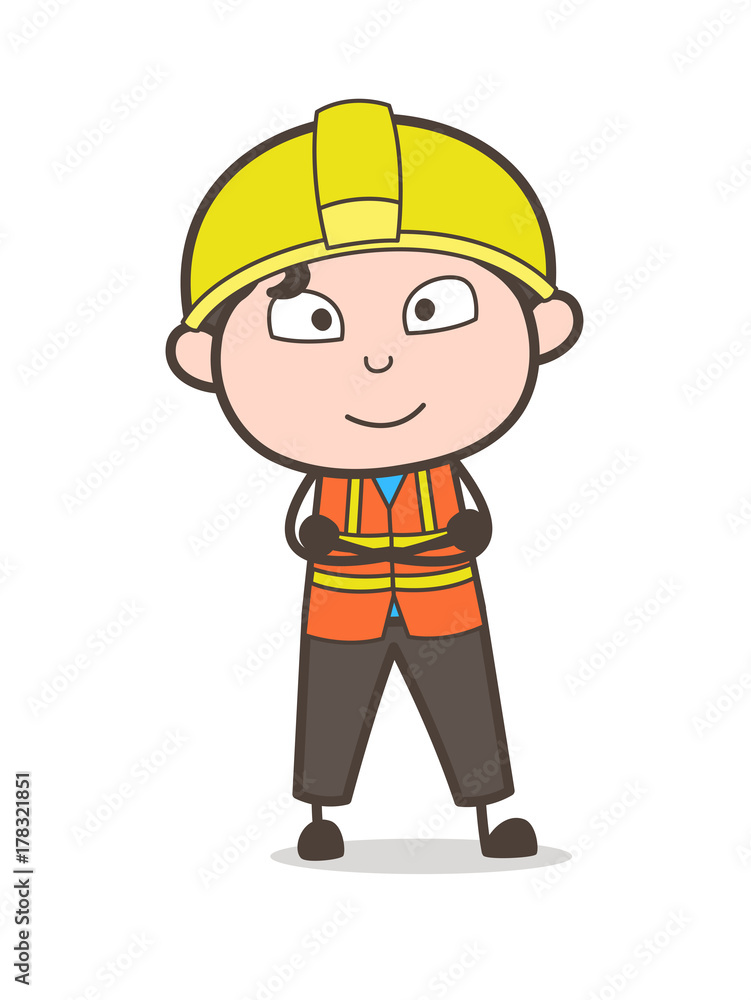 Calm Smiling Face - Cute Cartoon Male Engineer Illustration Calm Smiling Face - Cute Cartoon Male Engineer Illustration