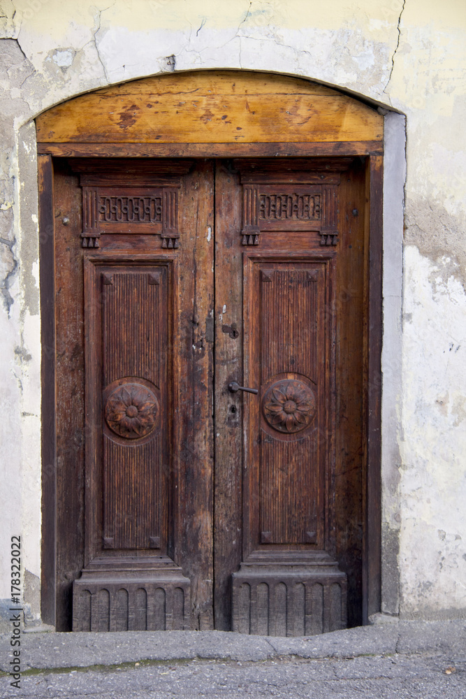 old vintage door in old house Kuldiga Latvia
