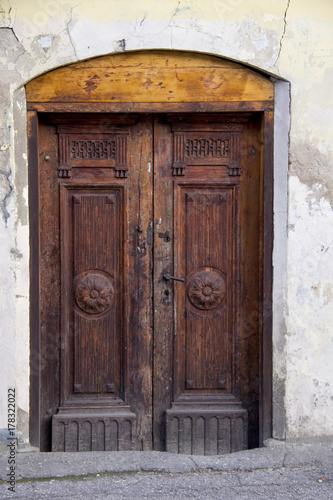 old vintage door in old house Kuldiga Latvia
