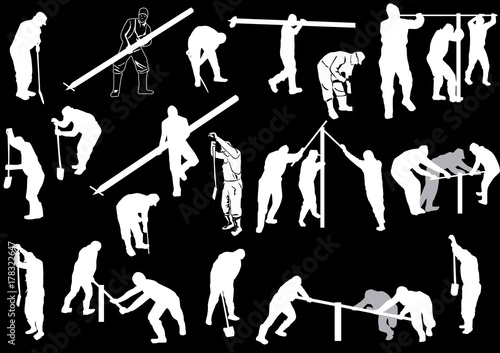 white navvy sketches isolated on black