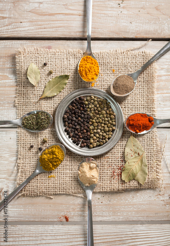 Different Spices Arranged on the Table photo