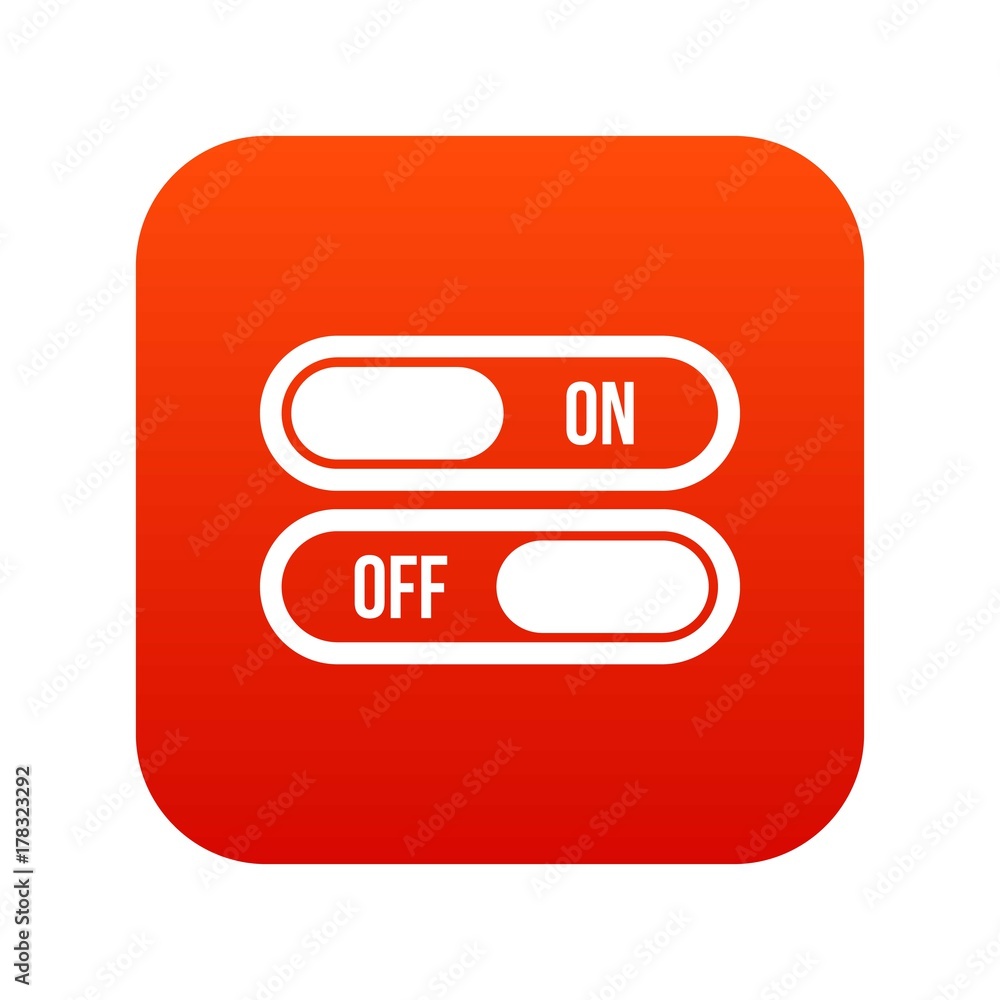 Button on and off icon digital red Button on and off icon digital red