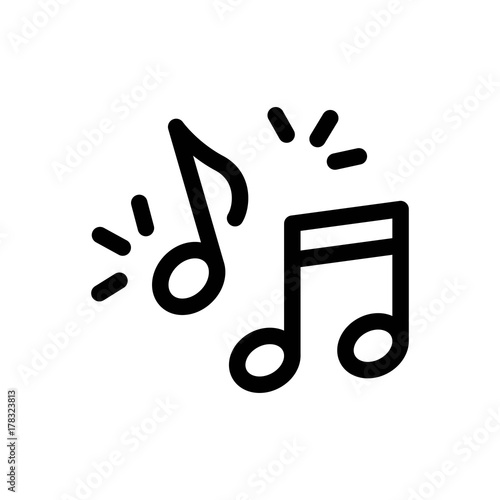 Music Note Icon Vector Fat Design Editable Stroke. 512x512 Pixel Perfect.
