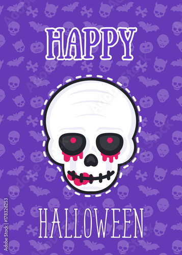 Konstfotografi halloween poster, vector card with scary skull