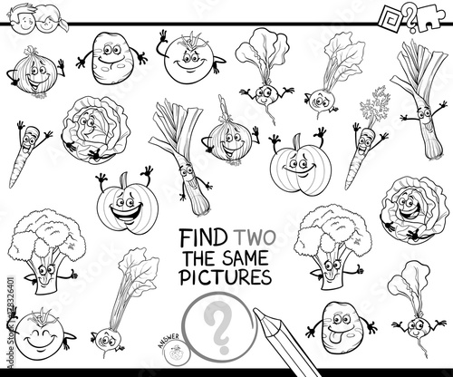 find two the same vegetables color book