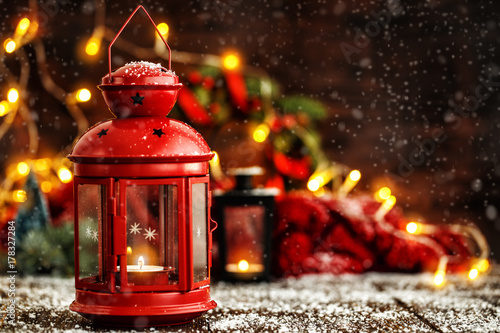 Red colored lantern for Christmas