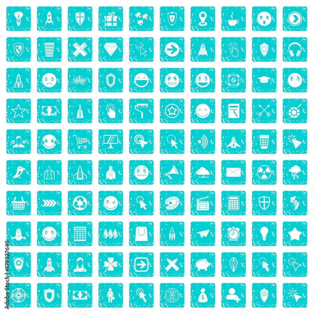 100 interface pictogram icons set grunge blue 100 interface pictogram icons set grunge blue