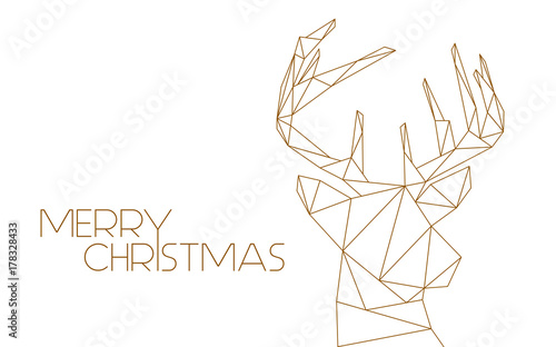 Merry Christmas - golden modern reindeer photo