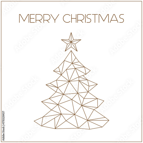 Christmas tree - golden christmas card