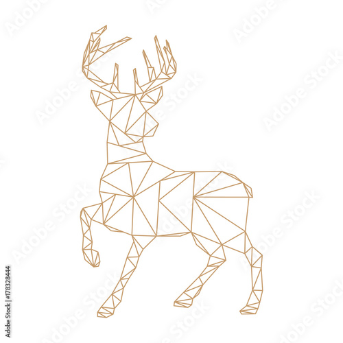 goldene Weihnachtsgrußkarte mit Polygon Rentier