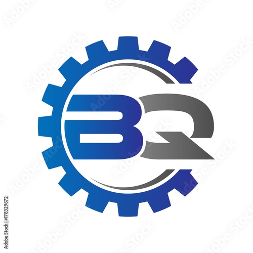 bq initial logo vector with gear blue gray