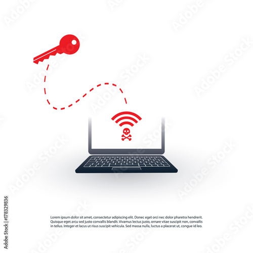 Unsecured Public Wireless Hotspot Design - Wifi Security Breaches, Business Cybercrime Concept - Vector Illustration 