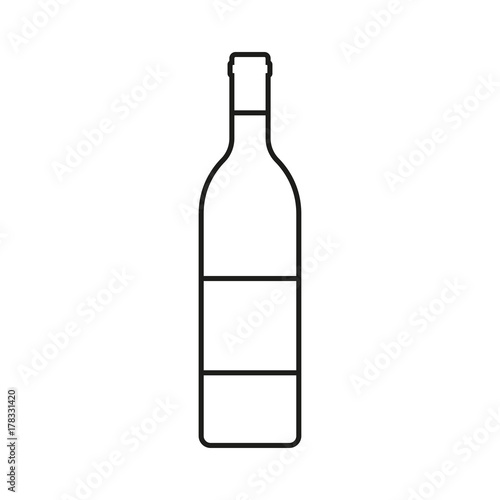 Wine bottle outline icon isolated on white background. Vector illustration.