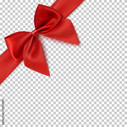 Realistic red bow and ribbon. photo