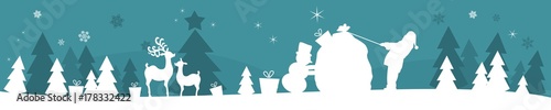 Hintergrund mit Weihnachtsmann, Schneemann und Schnee