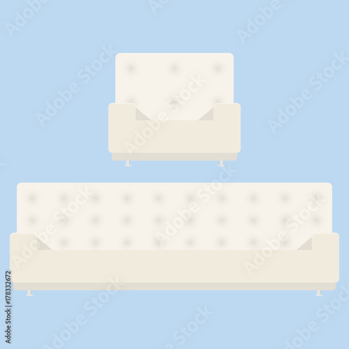 Beige sofa and armchair isolated