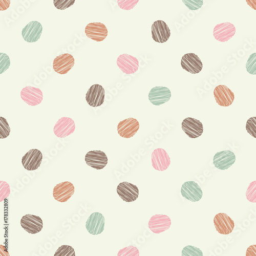 Polka dot seamless pattern. Scribble texture. Textile rapport.