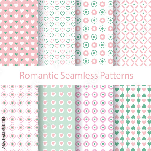set 8 seamless patterns romantic